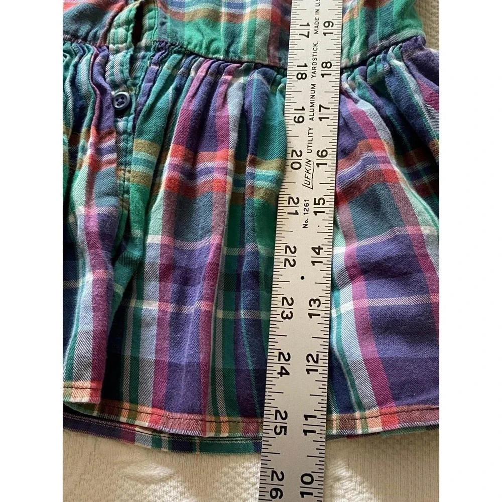 Ralph Lauren Plaid Ruffle Flounce Shirt Dress Buttons Long Sleeve 6x s2